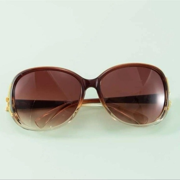 Brown & Gold Ombre Oversized Sunglasses Boho Glasses - Picture 4 of 4